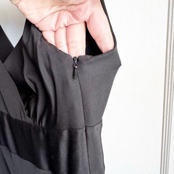 J. Crew 100% Silk Maxi Dress Cocktail Wedding Event V-Neck Classic Black Tie T10 - Picture 5 of 12